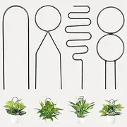 Origreen Small Trellis for Potted Plants Indoor, Black Metal Wire Stake for Climbing Plants, Unique Design for Houseplant Lover, Mini Trellis for Garden Plant Support, Hoya, Pothos, Flower(4p, Black)