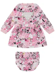 GUESS Pink Multi Baby Girl Dress & Panty Set Size: 12M, Cotton