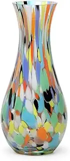 Cá d'Oro Colored Glass Vase Confetti Effect Hand Blown Murano-Style Art Glass for Flower, Room Decoration and Centerpiece - Model Nº 83