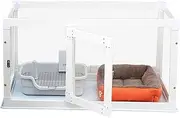Transparent dog fence, indoor panoramic dog crate,Household Small and Medium Dog Crate,Heightened and reinforced,With non-slip bottom tray,Suitable for medium and large dogs(White - without lid,L)