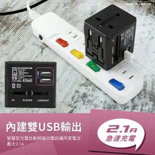 aibo 雙USB 萬國轉接充電器 2.1A 萬用插頭 出國轉接頭 全球通萬國充多國轉接頭充電器 現貨 廠商直送