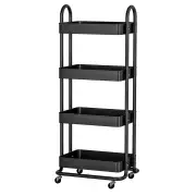 Artiss Storage Trolley Kitchen Cart 4 Tiers Black