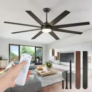 65 Inch Ceiling Fans with Lights and Remote, Black Indoor/Outdoor Ceiling Fan...