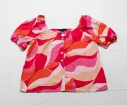 Sanctuary Women's Bubble-Sleeve Button-Front Top LC7 Solar Kiss Medium NWT