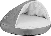 HappyCare Textiles Durable Oxford to Sherpa Pet Cave and Round Pet Bed, 25", with Removable top and Insert