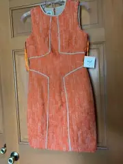 New Women’s Anne Klein Dress Sz 2 Cotton Linen Blend Paprika Lined Sleeveless