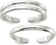[JewelryWeb] 925 Sterling Silver Polished Set Of 2 toe rings toe ring for Women
