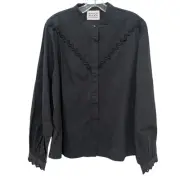 NWT Scotch & Soda Womens Blouse Top Black SZ XL Boho Peasant Cottage core