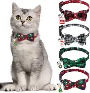 4 Pack Christmas Cat Collars,Christmas Kitten Collars with Adjustable Breakaway