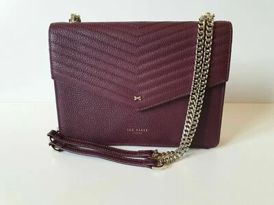 Ted Baker BNWT Maroon Crossbody Bag "Kalila". Chain detail, leather. RRP £139