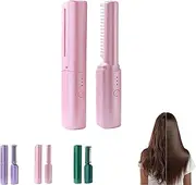 Latest Hairdressing Comb, Ceramic Hairdressing Comb, Usb Rechargeable Portable Hair Straightener Mini Cordless Flat Iron, Hair Straightener combs for All Hair (Pink)