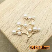 10pcs/lot Crystal Pearl Leaf Buttons 4.4x4.5cm Flatback Rhinestones Button Sewin