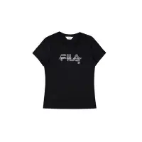 在飛比找Yahoo奇摩購物中心優惠-FILA 女短袖圓領T恤-黑色 5TEX-1510-BK