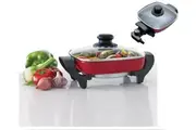 Maxim Kitchenpro Electric 800W Non Stick Mini Frying Pan/Frypan w/ Glass Lid Red 20cm