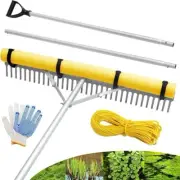 Floating Lake Rake & Landscape Rake With 102" Handle & 52Ft Rope Weed (Yellow)