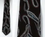 NEW NWT Courchevel by Damon Black Paisley Print Silk Necktie Tie Made in USA