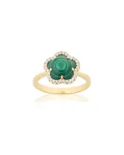 Jankuo Flower 14K Plated Synthetic Emerald CZ Statement Ring