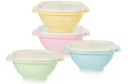 Tupperware CLASSIC SERVALIER BOWL SET of 4 ~ 5.25 Cup ~ PinkBlueYellowGreen ~NEW