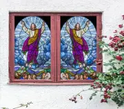 3D Blue Cloud D467 Window Film Print Sticker Cling Stained Glass UV Block Amy