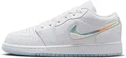 [Nike] Air Jordan 1 Low Grade School Basketball Shoe White/Ice Blue-Summit White FQ9112-100 6Y