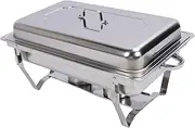 Zerodis Patio Picnic Deck Heaters Set Stainless Steel Food Warmer Chafer Complete Set with Water Pan Rectangular Catering Chafer Warmer for Kitchen Party Banquet Dining Buffet (Double Grid)