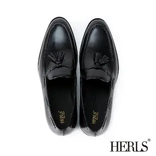 【HERLS】男鞋系列-全真皮英式馬克縫流蘇樂福鞋(黑色)