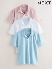 Pink / White / Blue Short Sleeve Cuban Collar Polo Shirts 3 Pack (AN9957) | $73