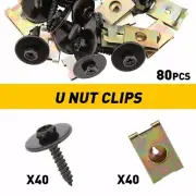 80pcs Nut U Hex Screw Speed Fastener Undertray Sheet Metal Clip Fixing Fit Ford (for: Lincoln)