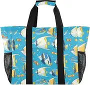[sanluoli] Bag Collapsable Beach Bags With Compartments Canvas Laundry Bag Travel, Sea Animals Blue Ocean, 1 size