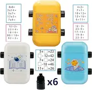 5PC Roller Digital Teaching Stamp,2 in 1Addition, Subtraction, Multiplication Division and Fill in The Blank Roller Stamp， Teaching Math Practice Questions for Preschool Kindergarten Homeschool