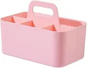 Multipurpose Organizer with Handles Stackable Plastic Storage Basket Divided Storage Tote Bag for Art Craft Supplies, Makeup,Bathroom,Shower, Cleaning, Kitchen, Office, Dorm, Desktop (Pink)