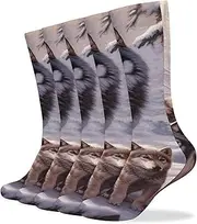 [NQHJT] Wolves Family Socks for Women Men Breathable Boot Socks Warm Calf Socks for Hiking Work, Style, One Size, Style, One size