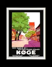 1930 Koge, the old town by the fresh beach - Matted for 11x14 Frame
