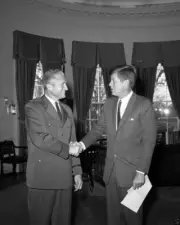 President John F. Kennedy with Air Force One pilot James Swindal New 8x10 Photo