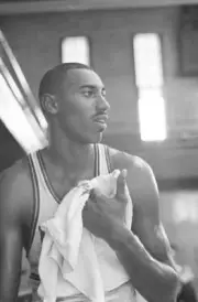 Closeup portrait of Philadelphia Warriors Wilt Chamberlain during - Old Photo