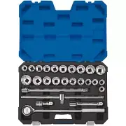 Draper Combined MM/AF Socket Set 3/4"D 26 Piece 12 Point Chrome 16484
