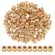 100 Pcs Female Thread Brass Knurled Threaded Insert Embedment Nuts, Embed