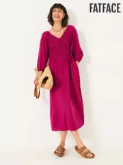FatFace Adele Plum Purple Midi Dress (H46459) | $159