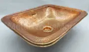 Rectangle Hammered Copper Bathroom Sink 14.5 X 12 inch- Handmade Sink Vanity