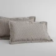 Sheridan Abbotson Linen Ticking Stripe Pillowcase Pair in Carbon/Grey @Sheridan Rewards