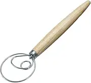 Baking Dough Stainless Steel Large Wire Whisk Mixer Bread Cooking Tool，Dough Whisk Stainless Steel Dutch Style Bread Dough Hand Mixer Blender Wooden Handle Kitchen Baking Tools Artisian Blender