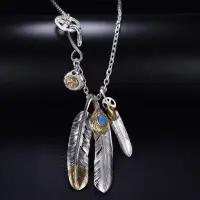 在飛比找蝦皮購物優惠-🧡GD銀飾丨原創設計天使之願太角鏈套鏈 複古風格羽毛項鏈女男