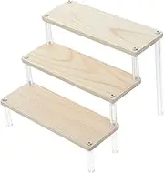 NOLITOY Display Stand Perfume Wood Stand for Display Small Shelf Stand Tiered Shelf Organizer Display Riser Cupcake Display Rack Display Shelf Risers for Display for Food Wooden Beige
