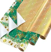 Papyrus Christmas Wrapping Paper Rolls, Celestial Evergreen (3 Rolls, 22.5 sq. ft.)