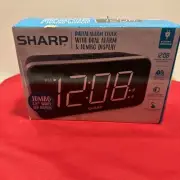 SHARP Digital Alarm Clock Jumbo 1.8" White LED Displays Alarm Drawer Bedroom