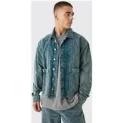 Mens Navy Boxy Cord Jacket