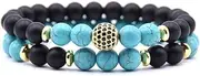 [IBOWZ] Crystal Bracelet Bead Bracelets Chakra Bracelet, 7 Chakra Natural Stone Turquoise Bangle Golden Beads Jewelry Yoga Elastic Unlimited Charm Blue Bracelets Diffuser Women Men Gift 2Pcs/Set