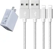 FWCLO i.Phone Charger,Walll Charger with 2pack 5ft Fast Charging Cable[MFi Certified] Lightening Cable Nylon Braided for i.Phone 14/13/12/11 Pro Max/11/Xs Max/XR/X,8,7,6 Plus,i.Pad White