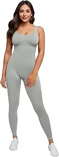[speerise] Women's One Piece Bodycon Jumpsuit Tank Romper Spandex Unitard Bodysuit for Workout, Yoga, Sexy Catsuit