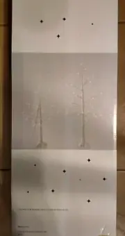 NIB Two Pack- 3 Ft And 4 Ft LED Birch Twig Trees By Merry Moments